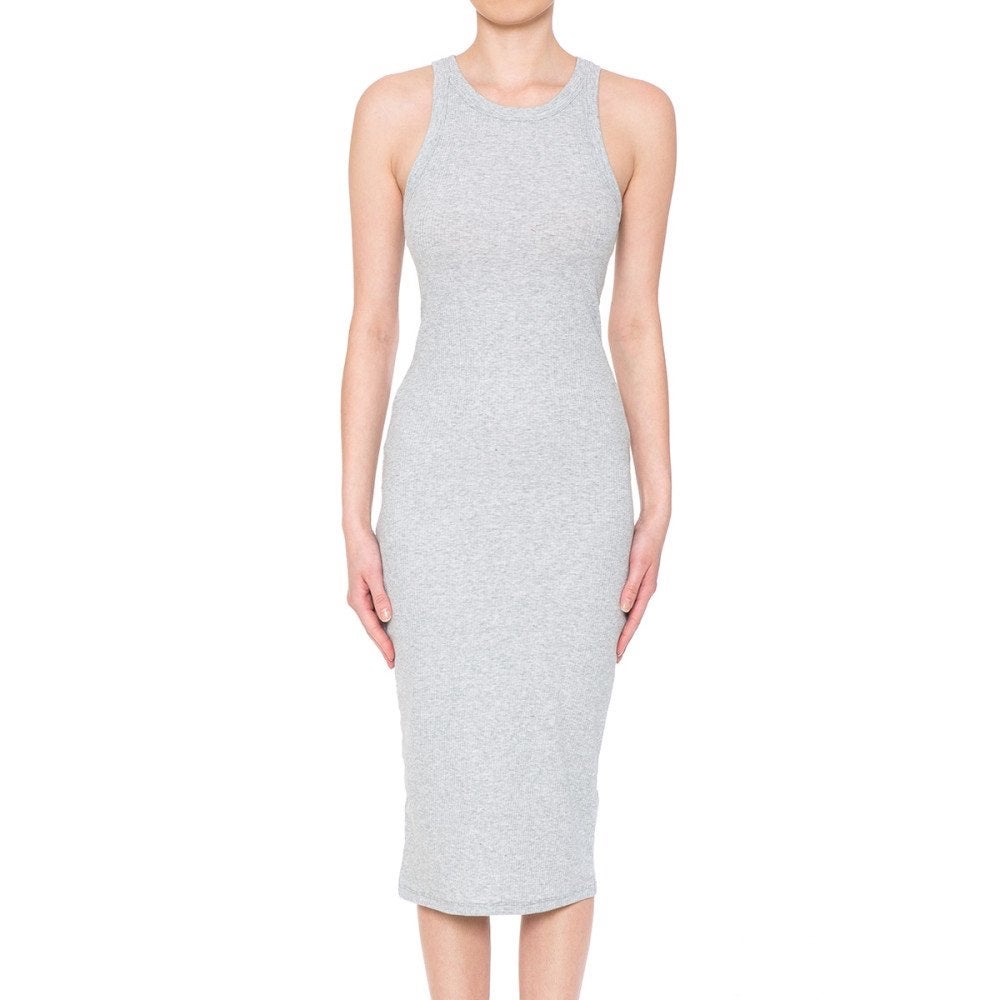 heather grey bodycon dress Heather Grey Dress - Long Sleeve Bodycon Dress - Knit Mini Dress